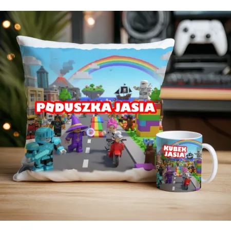 Zestaw prezentowy dla gracza BLOX Poduszka + Kubek z personalizacją